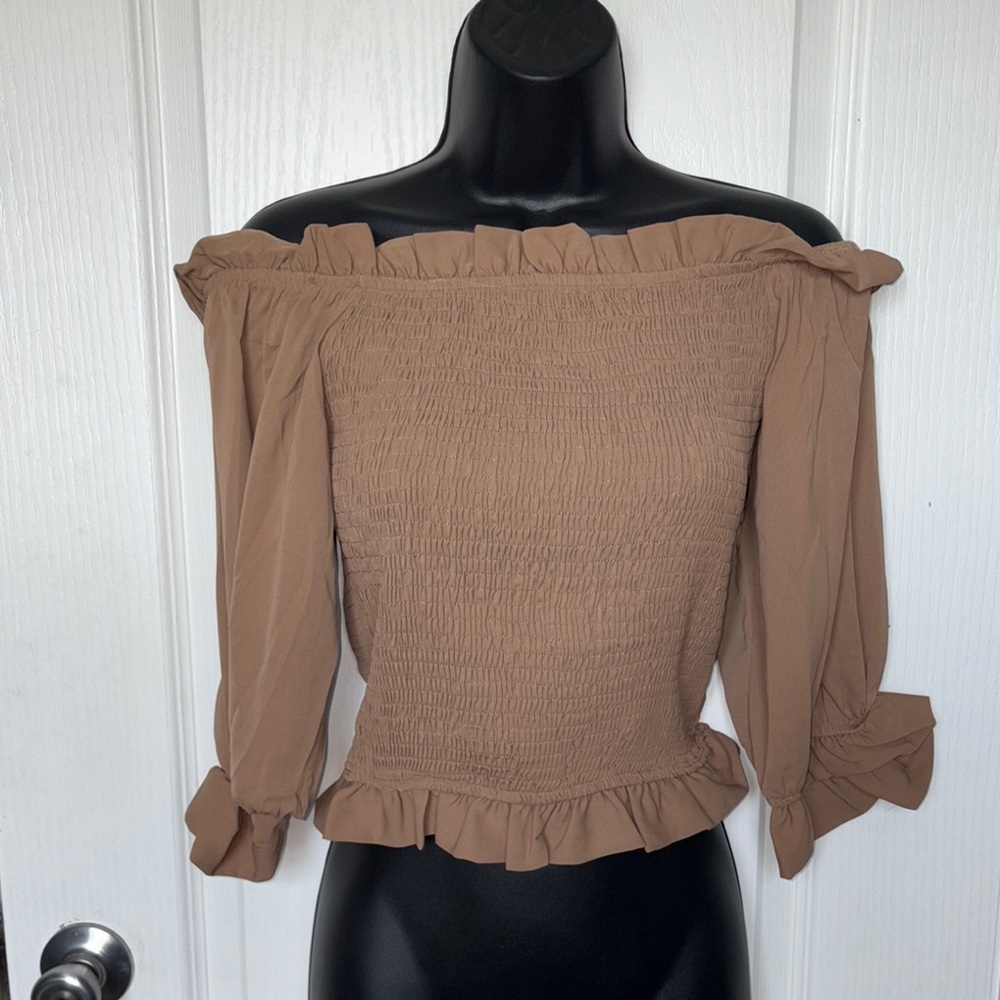 Tan Off-Shoulder Women's Top